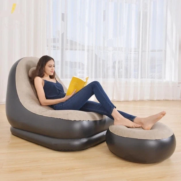 Надувний диван AIR SOFA Надувне крісло з пуфиком для відпочинку з насосом - Фото 5 Надувний диван AIR SOFA Надувне крісло з пуфиком для відпочинку з насосом - зображення 5