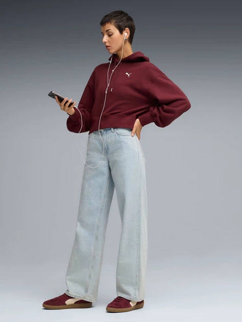 Bluza damska z kapturem Puma Wardrobe Ess Relaxed Cropped Hoodie Tr 62974696 2XS Bordowa (4069157387170) - obraz 3