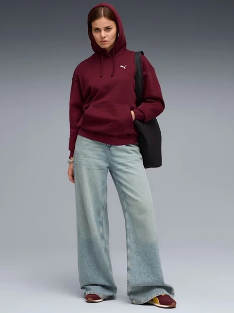 Худі тепле жіноче Puma Ess Comfort Hoodie Fl (S) 68238596 XS Бордове (4069157673723) - зображення 3