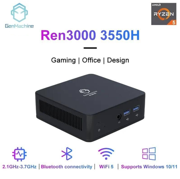 ミニPC GenMachine Ryzen 5 3550h 8GB+256GB Міні ПК GenMachine AMD Ryzen 5 Ren3000 3550H CPU Windows 10/11
