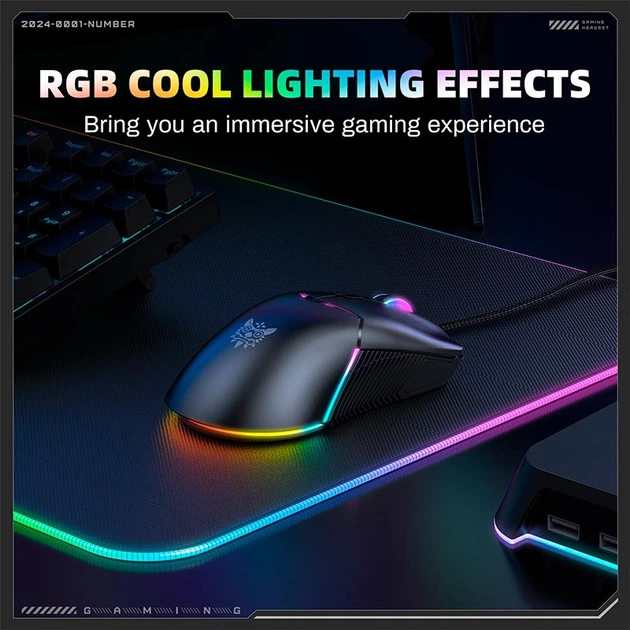 Миша Onikuma RGB Wired Gaming Mouse CW929 |400/800/1600/3200/6400 DPI| Колір white - изображение 19
