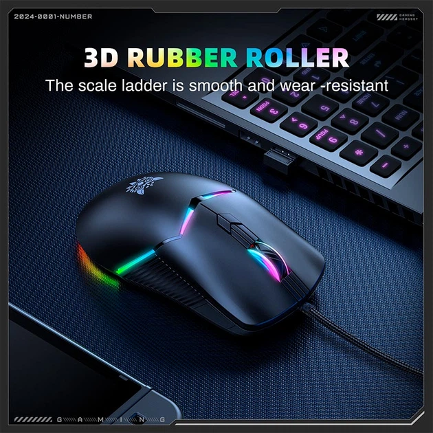 Миша Onikuma RGB Wired Gaming Mouse CW929 |400/800/1600/3200/6400 DPI| Колір white - изображение 15