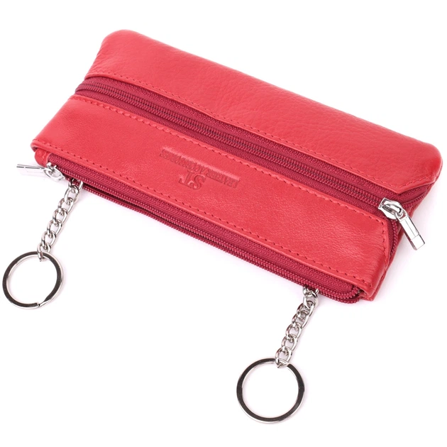 Яркая кожаная ключница на молнии ST Leather 22557 Красный - Фото 5 Яркая кожаная ключница на молнии ST Leather 22557 Красный - изображение 5