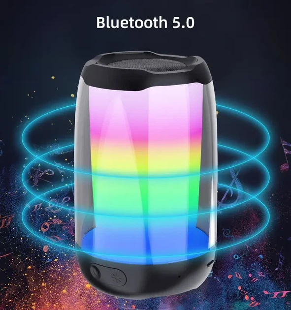 Портативная блютуз колонка с подсветкой Pulse 4 mini BT/TF/FM/TWS/AUX/USB Bluetooth акустическая система 5 Вт 1200 мАч Черный - изображение 3