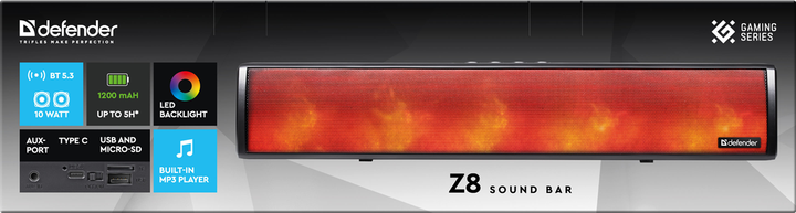 Акустика Defender SoundBar Z8 10Вт (65118) (7055872) - изображение 9
