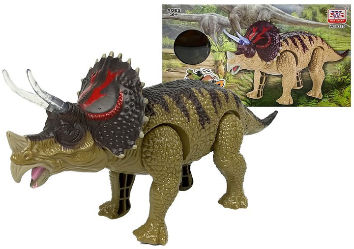 Динозавр LEAN Toys Трицератопс на батарейках Зелений 6639 (5908275994602) - зображення 2