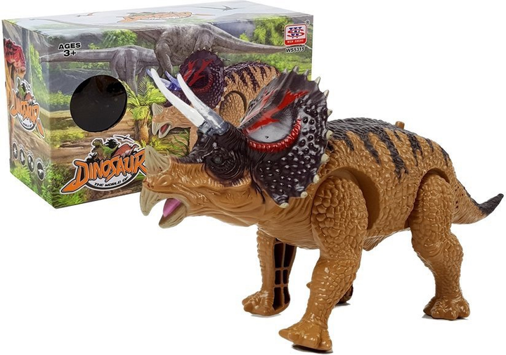 Динозавр LEAN Toys Трицератопс на батарейках Жовтий 6638 (5904665998335) - зображення 2