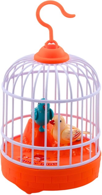 Клітка LEAN Toys з пташками на батарейках Помаранчева 24848 (5905991058984) - зображення 3