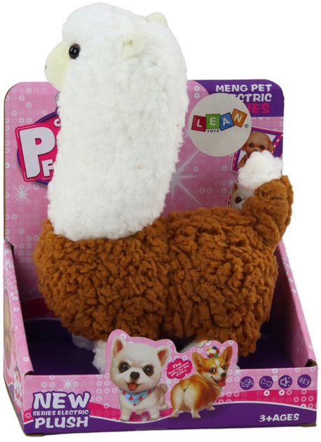 Lama LEAN Toys Alpaka chodzi oraz gra Brązowa 17611 (5905991004608) - obraz 1