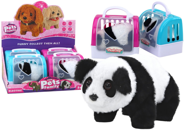 Panda LEAN Toys w transporterze Różowy Niebieski 17613 (5905991004622) - obraz 2