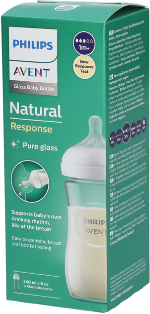 Скляна пляшечка для годування Philips AVENT Natural Response 240 мл 1м+ SCY933/01 (8710103990772) - зображення 7