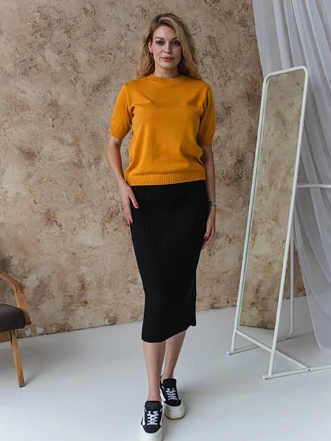 Юбка миди осенняя прямая женская ARTKNIT Katrin L/XL Черная (4823093454873) - изображение 3