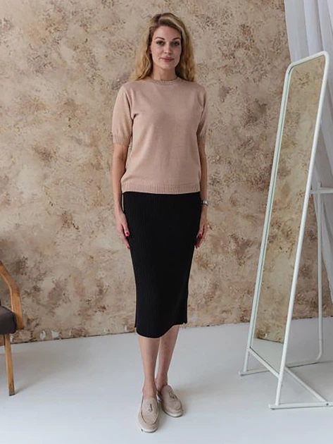 Юбка миди осенняя прямая женская ARTKNIT Katrin L/XL Черная (4823093454873) - изображение 7