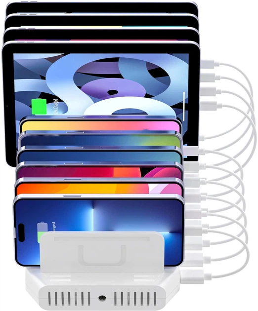 10-portowa uniwersalna ładowarka Unitek 60W USB Charging Station White (Y-2190D01-EU) - obraz 5