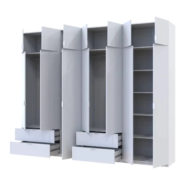 Шафа для одягу Doros Лукас Біла 3+4 ДСП 295х50х240 DRS-011687 (42005122) - Фото 2 Шафа для одягу Doros Лукас Біла 3+4 ДСП 295х50х240 DRS-011687 (42005122) - зображення 2