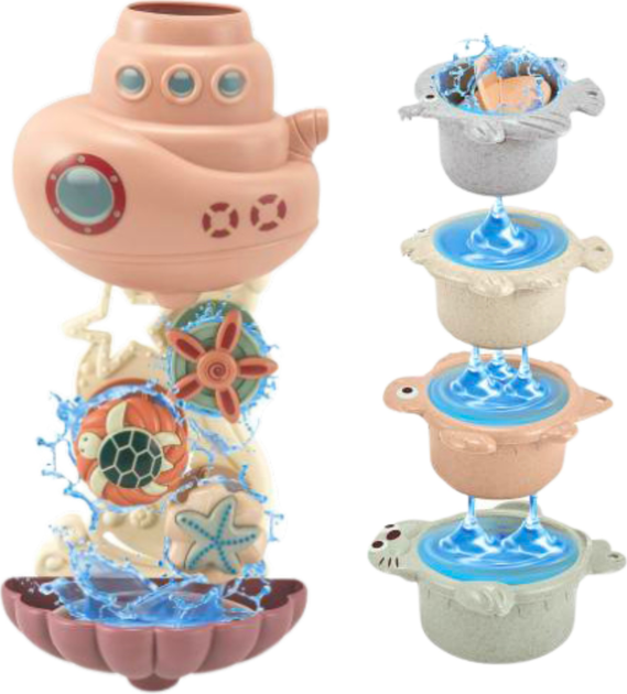 Zabawki do kąpieli LEAN Toys Statek podwodny z kubeczkami 22865 (5905991052142) - obraz 4