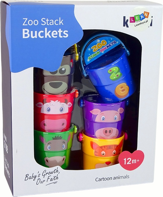 Zestaw wiaderek LEAN Toys Piramidka ze zwierzątkami Kolorowe 5599 (5905214979522) - obraz 1