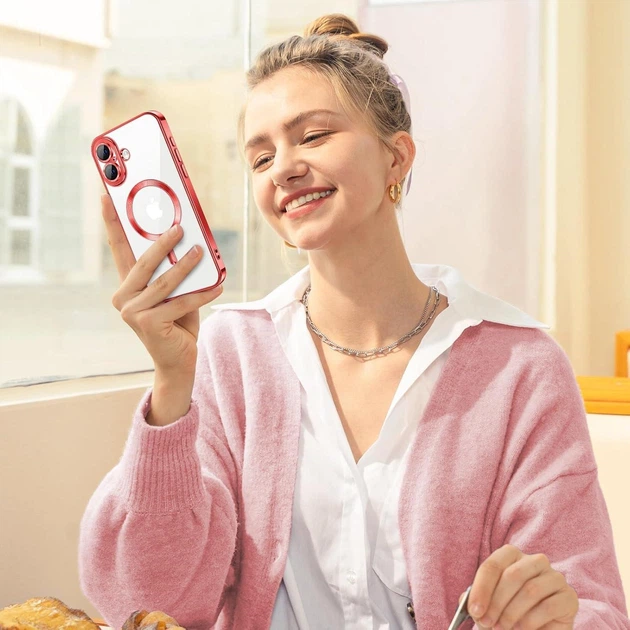 Чохол Wave Premium Metal Shining case with MagSafe (TPU) для Apple iPhone 16 6.1” Red - изображение 6