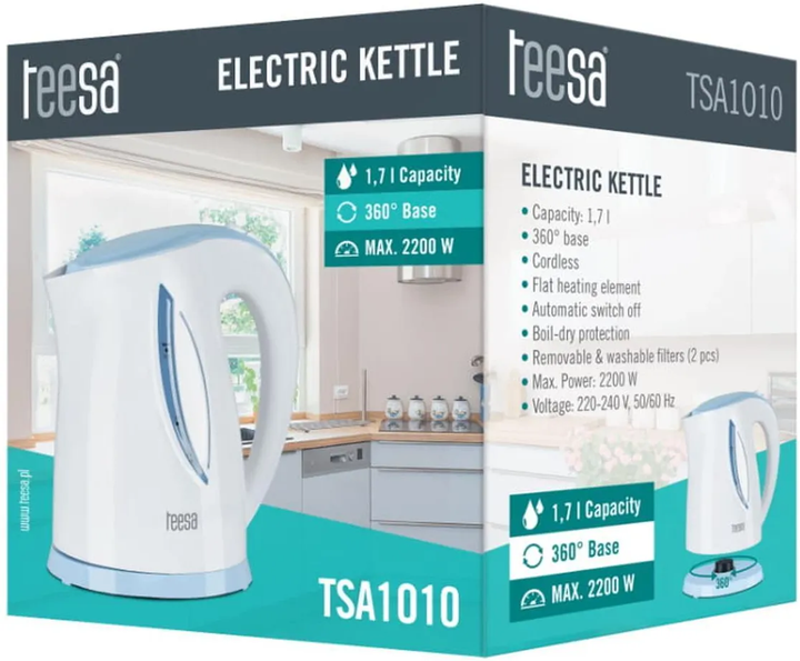 Електрочайник Teesa TSA1010 Білий - зображення 5