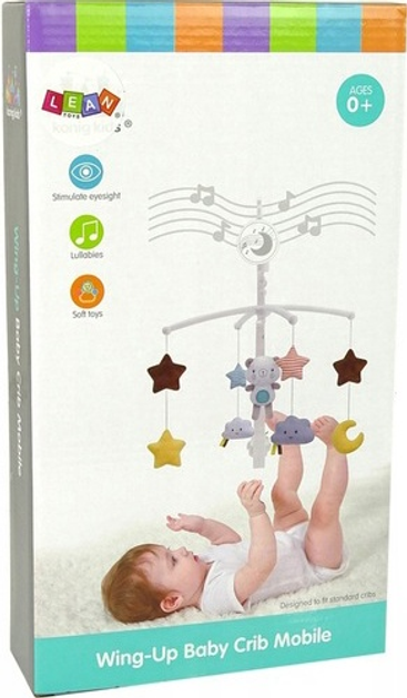 Karuzela dla niemowląt do Łóżeczka LEAN Toys Szop pluszowy z melodią Szara 9928 (5904204757867) - obraz 1