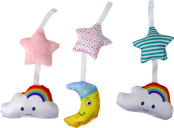 Karuzela do łóżeczka uniwersalna LEAN Toys na klipsach z pluszowymi zawieszkami Różowa 22796 (5905991051459) - obraz 3