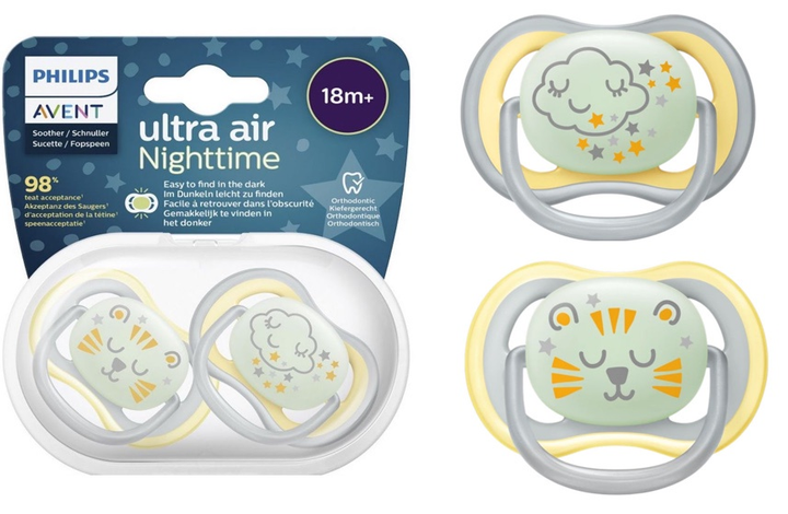 Пустушка ортодонтична Philips AVENT Ultra Air Nighttime 18м+ 2 шт SCF376/01 (8710103982708) - зображення 8
