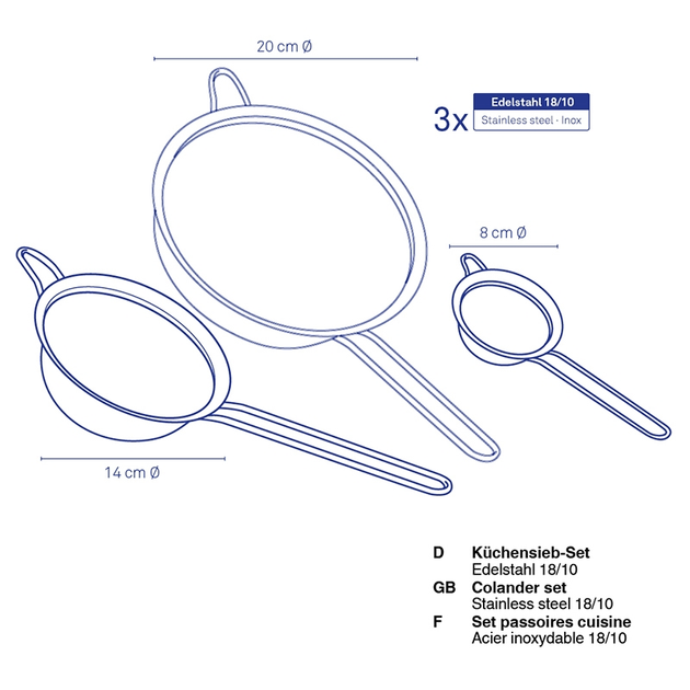 Zestaw sitek Kela Profi metalowych (11074) 3 szt (4025457110740) - obraz 3
