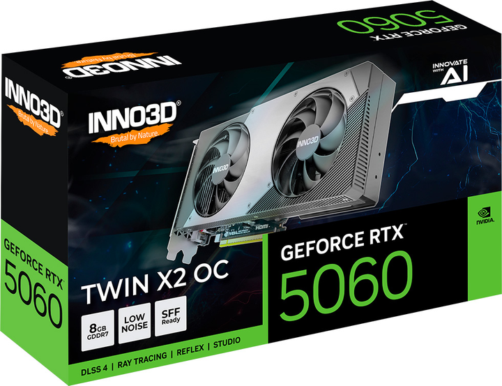 Відеокарта INNO3D PCI-Ex GeForce RTX 5060 TWIN X2 OC 8GB GDDR7 (128bit) (2527/28000) (HDMI, 3 x DisplayPort) (N50602-08D7X-195070N) - зображення 3