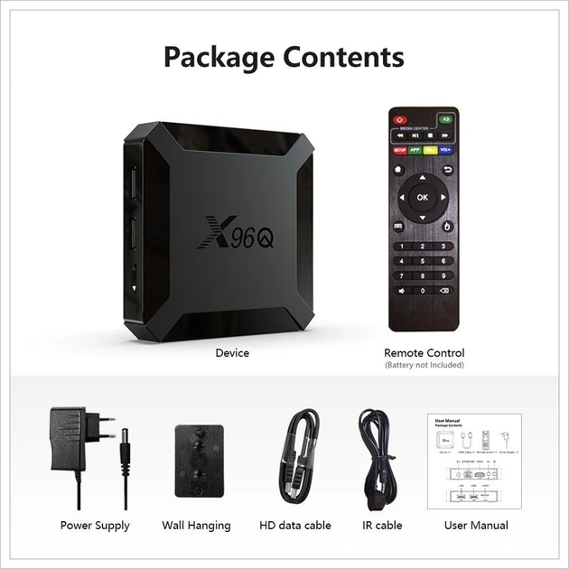Смарт ТВ-приставка Android Smart TV тюнер для телевизора цифровой медиаплеер Allwinner X96Q TV BOX |H313, 1GB RAM, 8GB ROM, Android 10.0, пульт ДУ| Черный - изображение 3