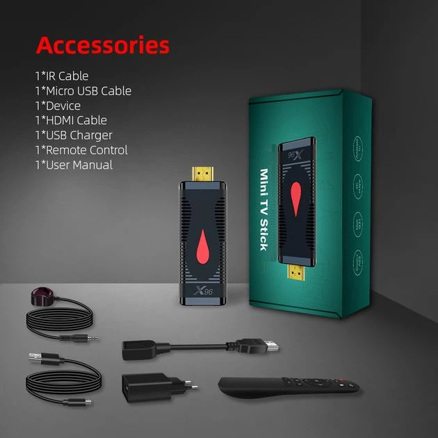 Смарт ТВ-приставка Android Smart TV для телевізора цифровий медіаплеєр Allwinner X96 S400 TV Stick |H313, 1GB RAM, 8GB ROM, Android 10.0, пульт ДУ, WiFi| Чорний - зображення 9