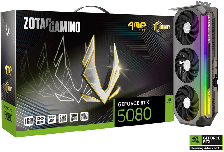 Karta graficzna Zotac PCI-Ex GeForce RTX 5080 AMP Extreme INFINITY 16GB GDDR7 (256bit) (2670/30000) (HDMI, 3 x DisplayPort) (ZT-B50800B-10P) - obraz 8