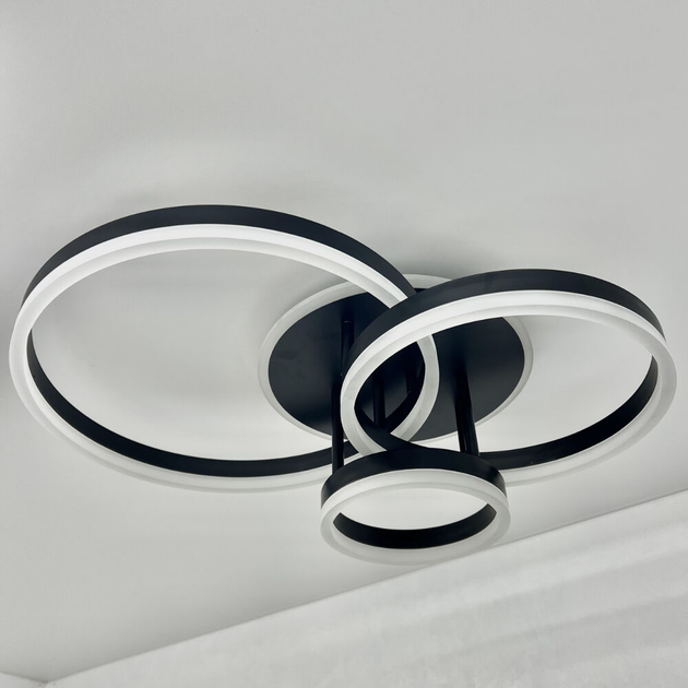 Управляемая светодиодная люстра GENNY ROUND RGB 80W 4R черная Luminaria BLACK 8000Lm с пультом и приложением 605х420х170мм - изображение 5