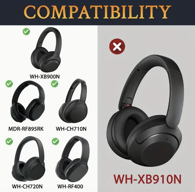 Амбушури Sony WH-XB900N, WH-CH710N, WH-CH720N, WH-RF400, MDR-RF895RK - зображення 4