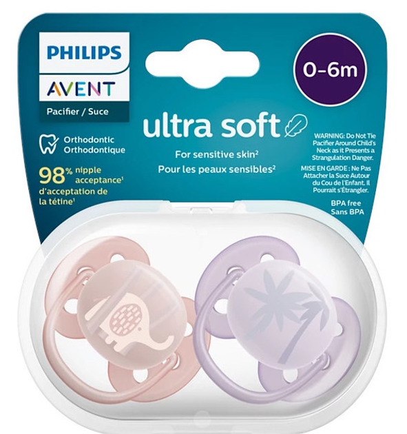 Smoczek ortodontyczny Philips AVENT Ultra Soft 0-6m 2 szt SCF091/09 (8720689016872) - obraz 7