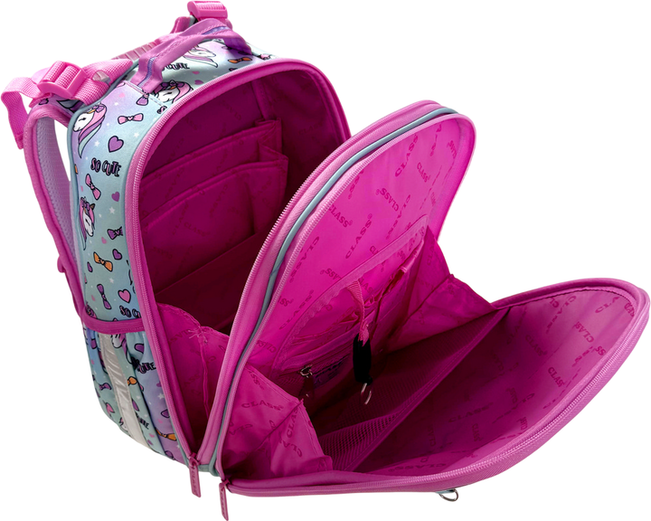 Рюкзак Class SchoolCase Mini Cute Unicorn 2 отделения 35х27х16 см Розовый с голубым (8591662250503) - изображение 6