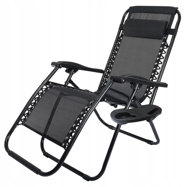 Садовое кресло шезлонг Zero Gravity XXL до 120 кг 180х64х110 см черное - Фото 1 Садовое кресло шезлонг Zero Gravity XXL до 120 кг 180х64х110 см черное - изображение 1