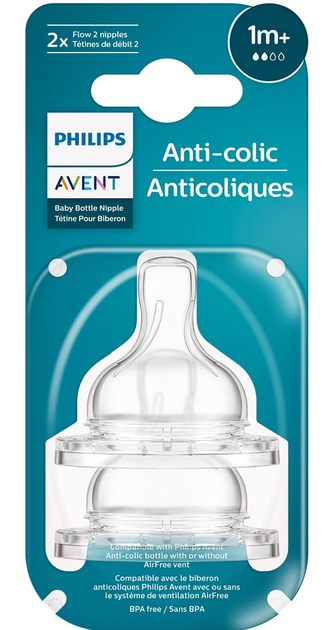 Smoczek do butelki Philips AVENT Anti-colic Flow 2 1m+ 2 szt SCY762/02 (8710103996811) - obraz 11