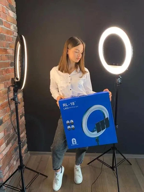 Кольцевая LED лампа RL-18, 45см, пульт в комплекте - изображение 2