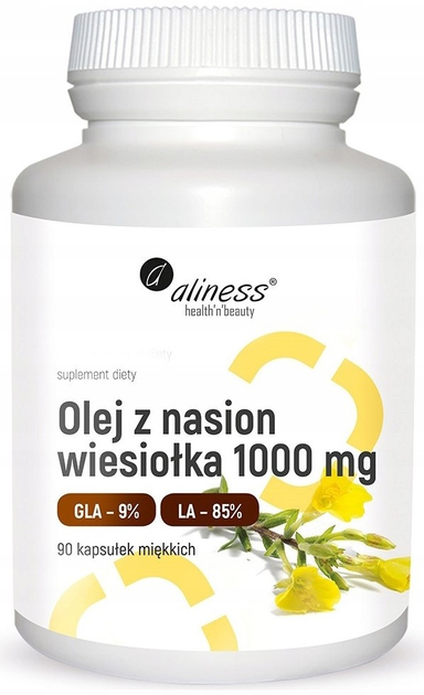 Харчова добавка Aliness Олія з насіння примули 1000 мг 90 капсул (5903242580680) - зображення 1