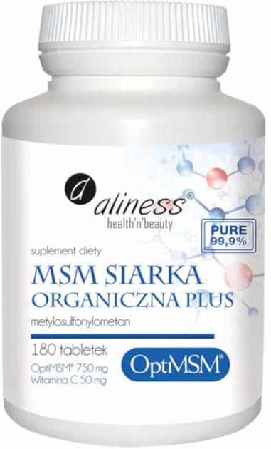 Suplement diety Aliness MSM Siarka Organiczna Plus 180 tabletek (5902596935917) - obraz 1