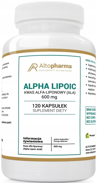 Харчова добавка Alto Pharma Альфа-ліпоева кислота 120 капсул (5903661237196) - зображення 1