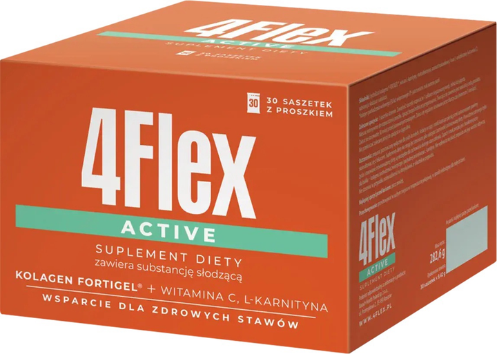 Suplement diety Bausch Health Poland 4Flex Active Kolagen Fortigel + L-karnityna + Witamina C 30 saszetek (5397313000106) - obraz 1