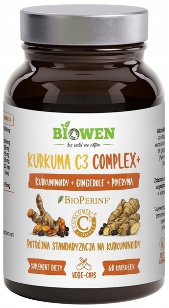 Харчова добавка Biowen Kurkuma C3 Complex 60 капсул (5904806120489) - зображення 1