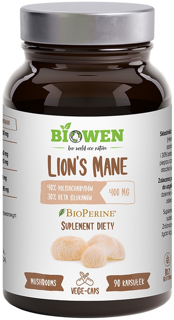 Suplement diety Biowen Ekstrakt z Lion’s Mane 90 kapsułek (5904806120335) - obraz 1