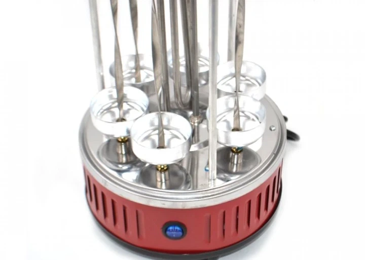 Электрошашлычица Шампура Domotec BBQ MS-7783/ 7134 RED для дома вертикальная (мясо, колбаски, свинные ребрышки, овощи, грибы, креветки) 1000W - изображение 7