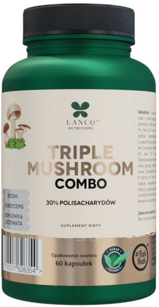 Харчова добавка Lanco Nutritions Тріпл Мушрум Комбо 60 капсул (5905317626354) - зображення 1