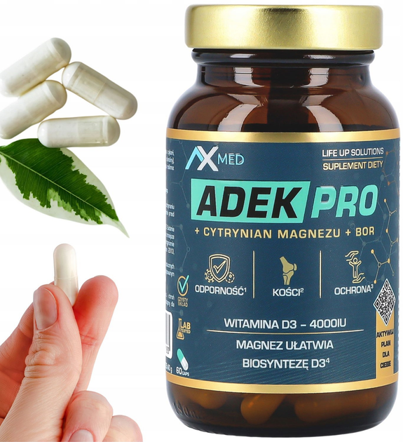 Харчова добавка AX Med ADEK PRO + Цитрат магнію + Бор 60 капсул (5908266365183) - зображення 2