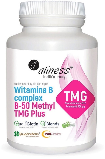Харчова добавка Aliness Вітамін B Complex B-50 Methyl TMG Plus 100 капсул (5902020901082) - зображення 1