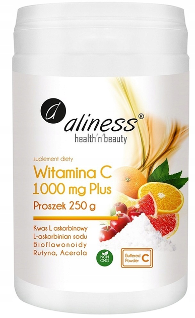 Харчова добавка Aliness Вітамін C 1000 мг Plus 250 г (5902596935979) - зображення 1