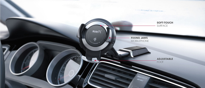 Автомобільний тримач для телефону з бездротовою зарядкою Bury PowerCharge Qi 5W (4023032187521) - зображення 6